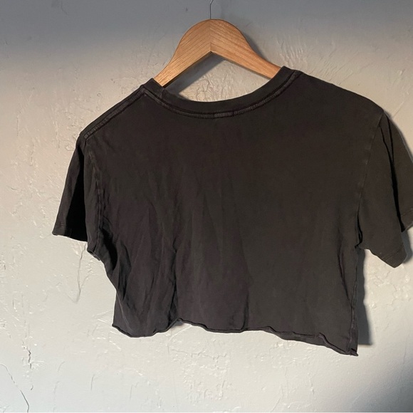Garage Black Distressed Short Sleeve Crop Top 100% Cotton XS - Picture 7 of 7